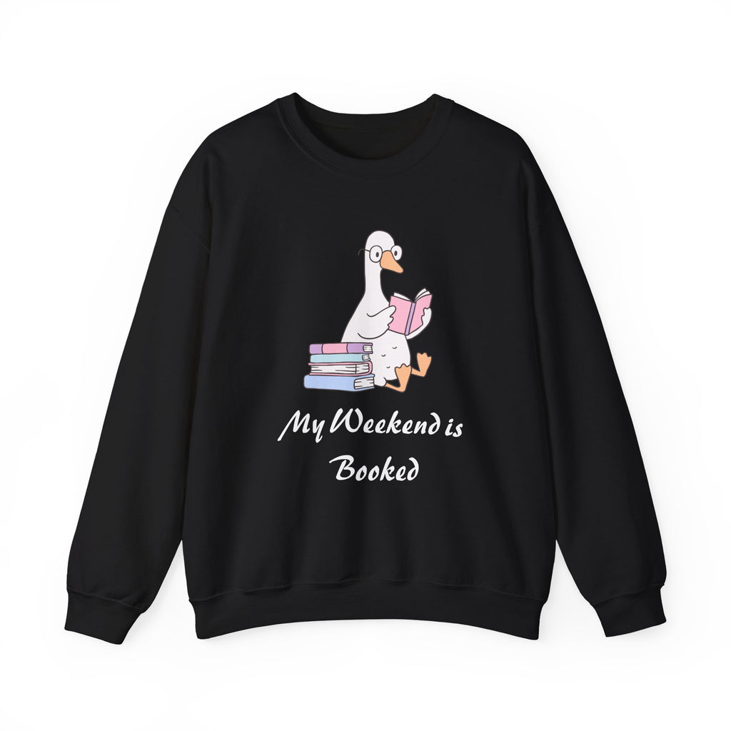 Booklover Crewneck Sweatshirt — “My Weekend Is Booked” Cozy Reading Sweatshirt