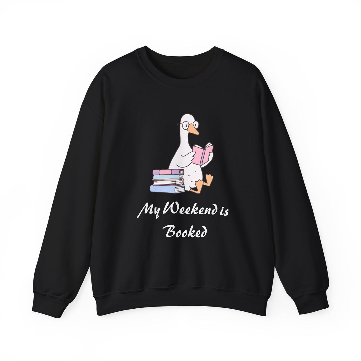Booklover Crewneck Sweatshirt — “My Weekend Is Booked” Cozy Reading Sweatshirt
